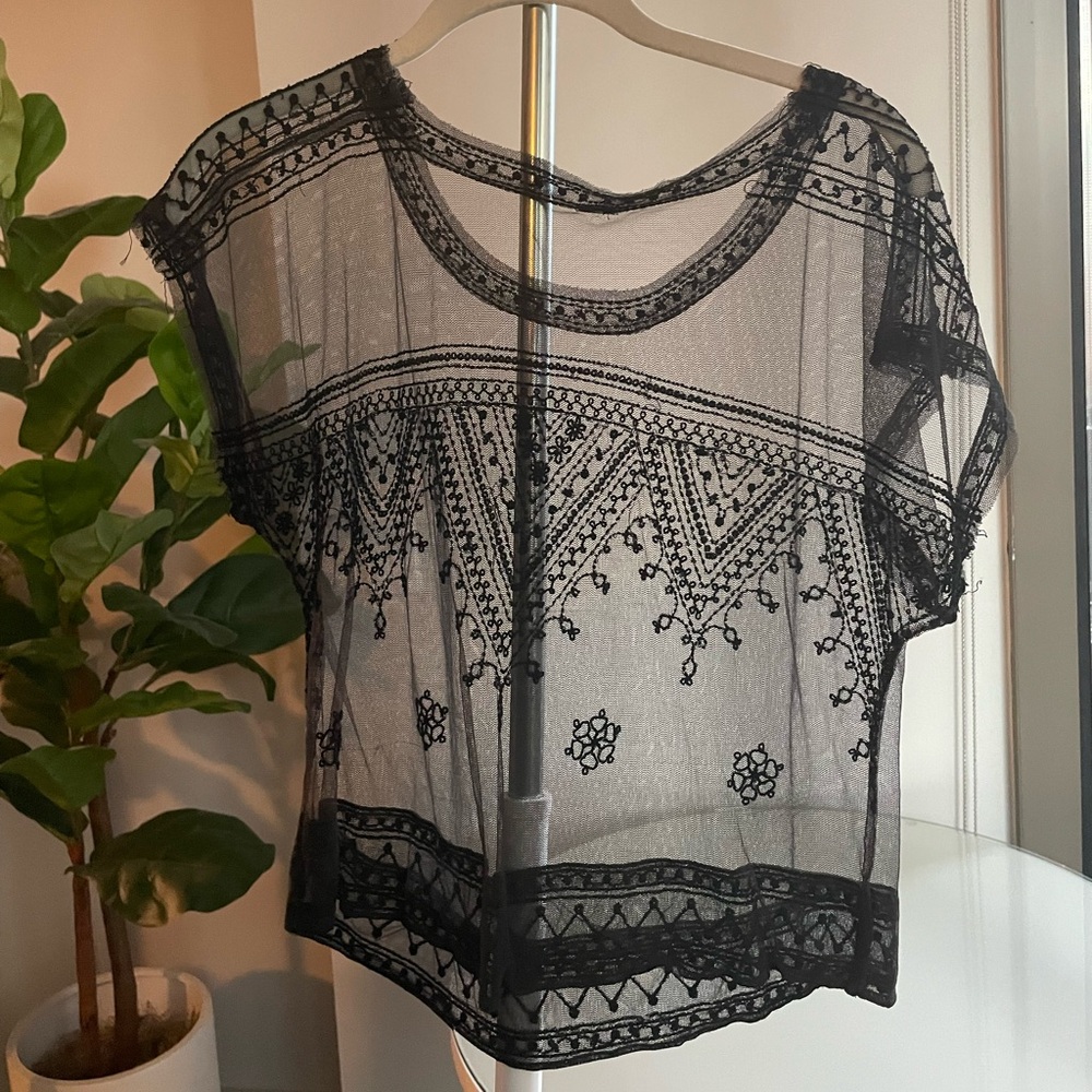 Free People Black Sheer Top